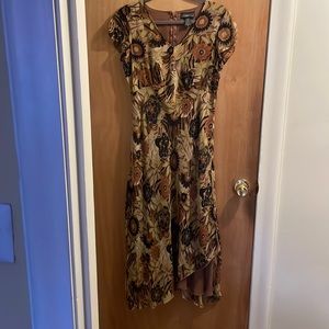 Retro Dress by elementz. Handkerchief layered bottom; slits on each side. Med